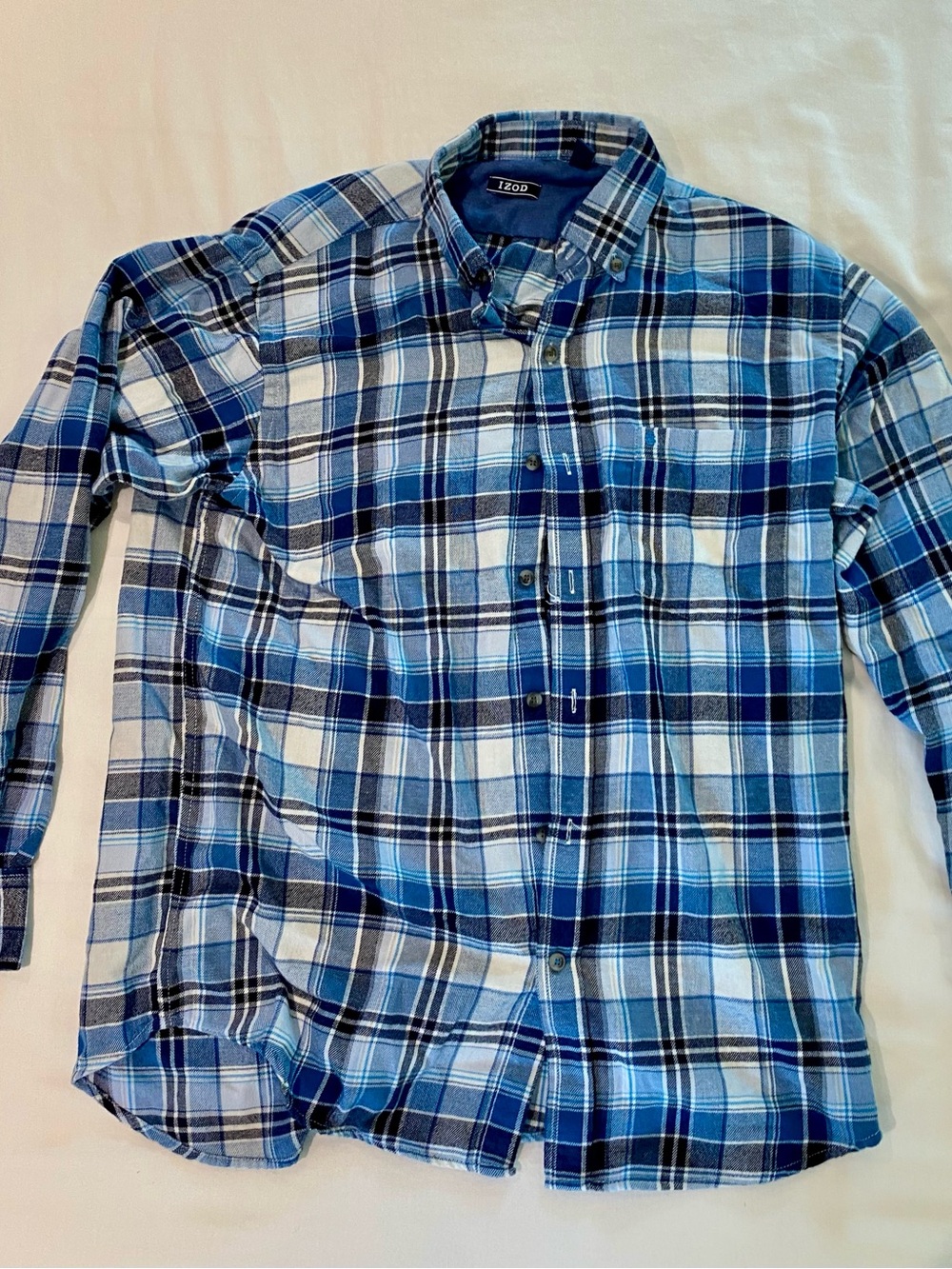 Izod Men's‎ Blue and White Plaid Button-Down Shirt